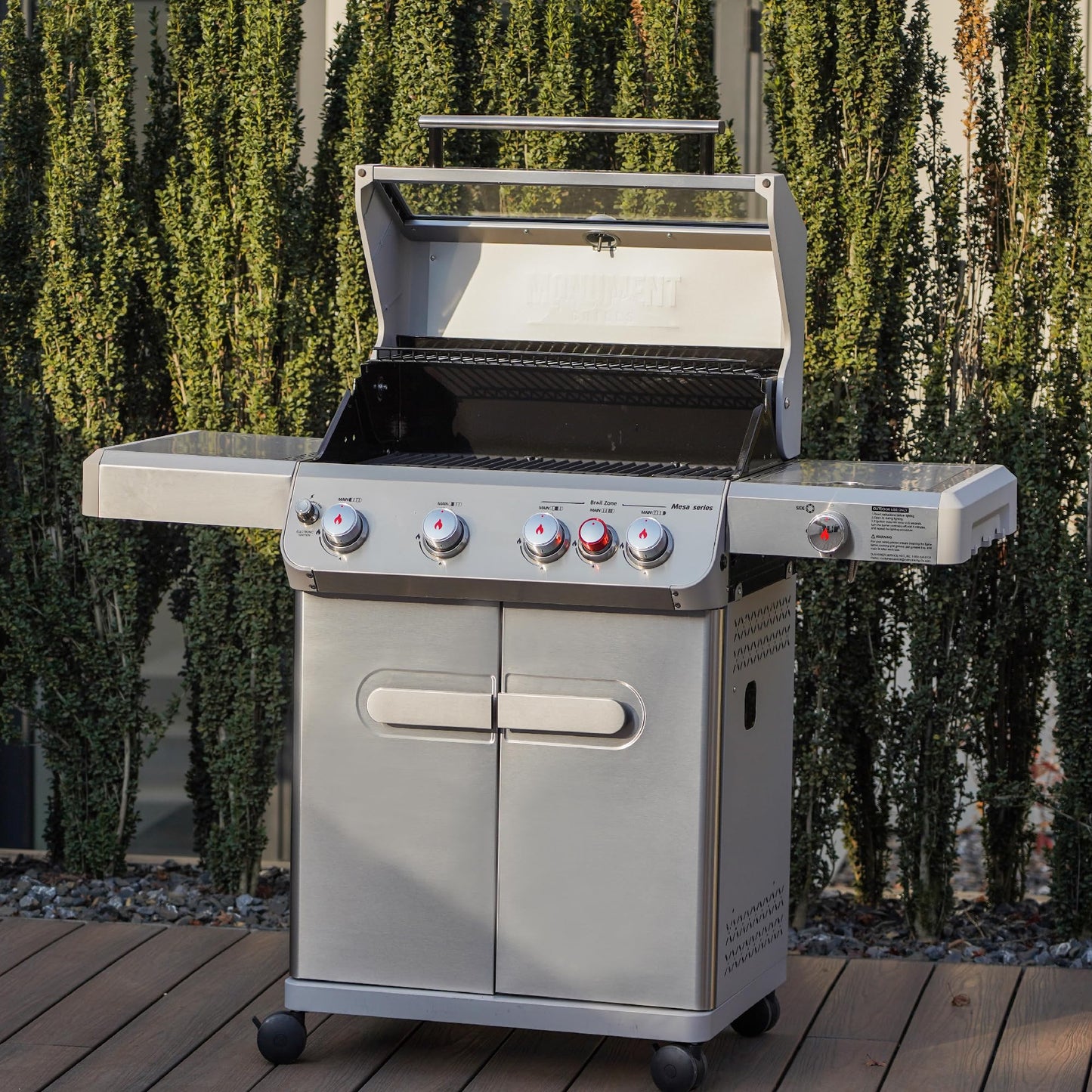 Monument Grills 4-Burner Propane Gas Grill, 62,000 BTU, Side Burner, Infrared Tech, Mesa415BZ with BBQ Cover - B0CWL8YL4V
