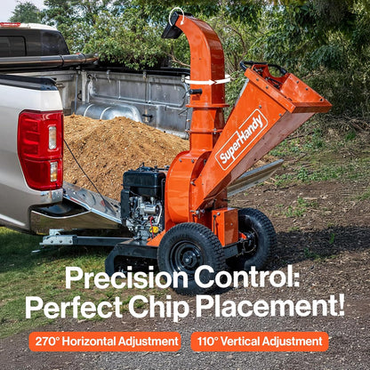 Super Handy GUO141 Towable Wood Chipper 4" Chipping Capacity 15 HP Gas Electric Start New - GUO141