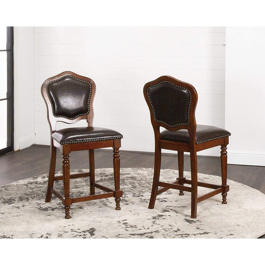 Sunset Trading Bellagio Upholstered Barstools with Backs - CR-87148-24-2
