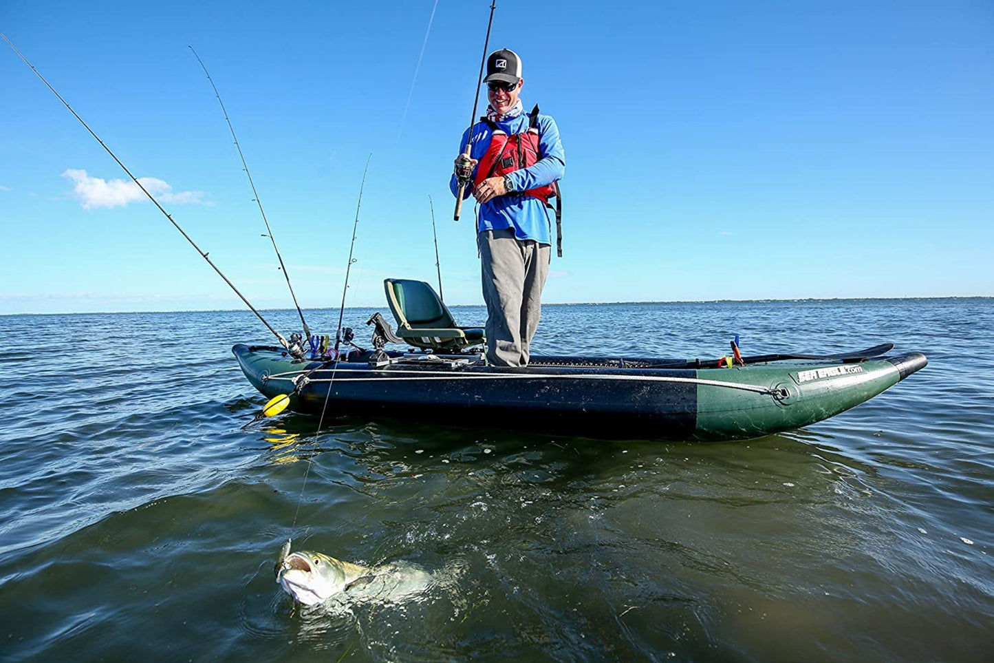 Sea Eagle 350FX Fishing Explorer Inflatable Kayak Pro Solo Package Green Black New - 350FXK_PSB