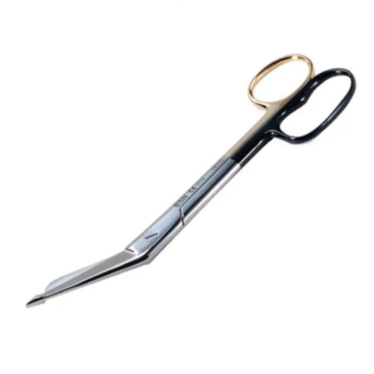 Patterson Medical Supply - Bandage Scissors 8 Inch Length Surgical Grade Stainless Steel NonSterile Finger Ring Handle Angled Blunt Tip / Blunt Tip - 081615673