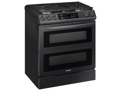 SAMSUNG 6.3 cu ft. Smart Slide-in Gas Range with Flex Duo™, Smart Dial & Air Fry in Black Stainless Steel - NY63T8751SG-KT