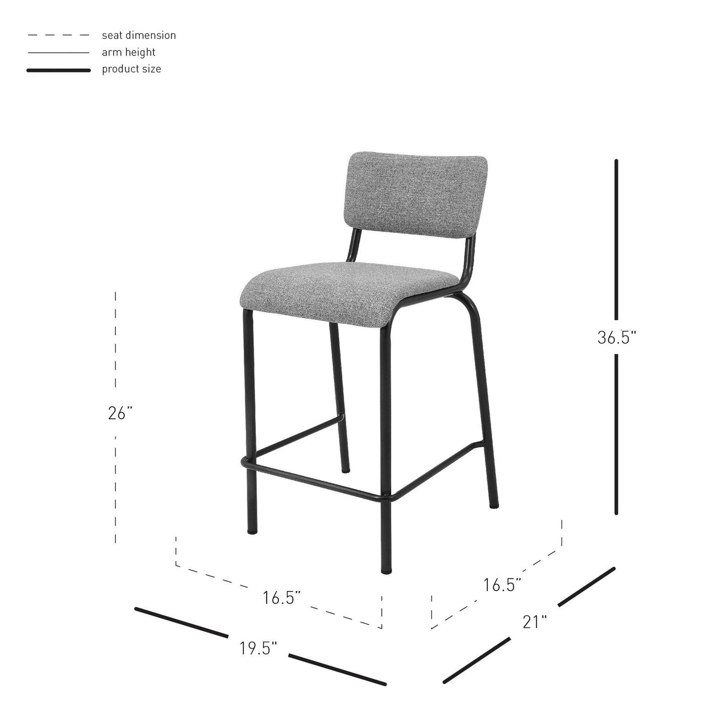 New Pacific Direct Lehman Fabric Counter Stool, (Set of 4) -  9300099-530