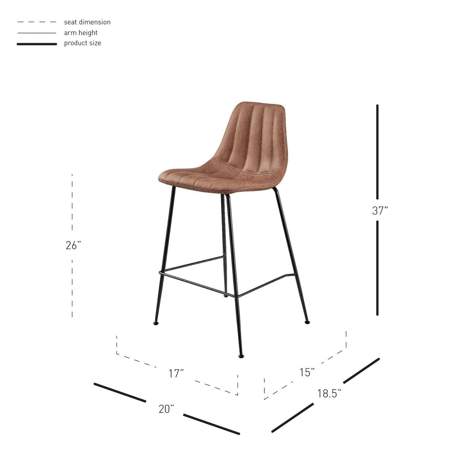New Pacific Direct Robert PU Counter Stool, (Set of 4) 9300154-595 - 9300154-595