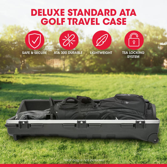 SKB Cases ATA Deluxe Standard Medium Hard Plastic Wheeled Golf Bag Travel Case - 93190