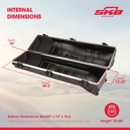 SKB Cases Deluxe ATA Hard Plastic Storage 2 Wheeled Cart Golf Bag Travel Case - 93193