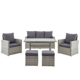 Barton 6-Pieces Outdoor Patio Dining Furniture with Table Cushion Wicker Rattan 93508