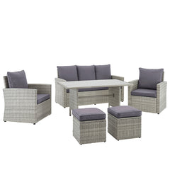 Barton 6-Pieces Outdoor Patio Dining Furniture with Table Cushion Wicker Rattan 93508