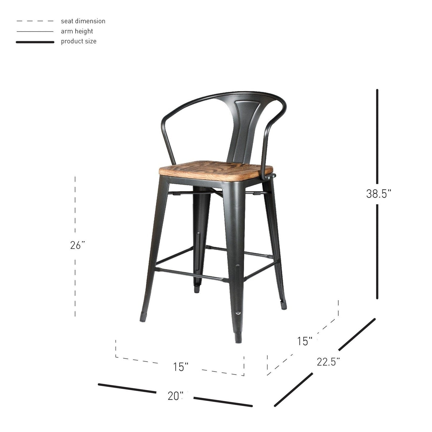 New Pacific Direct Metropolis Metal Counter Stool, (Set of 4)  - 938541-GM
