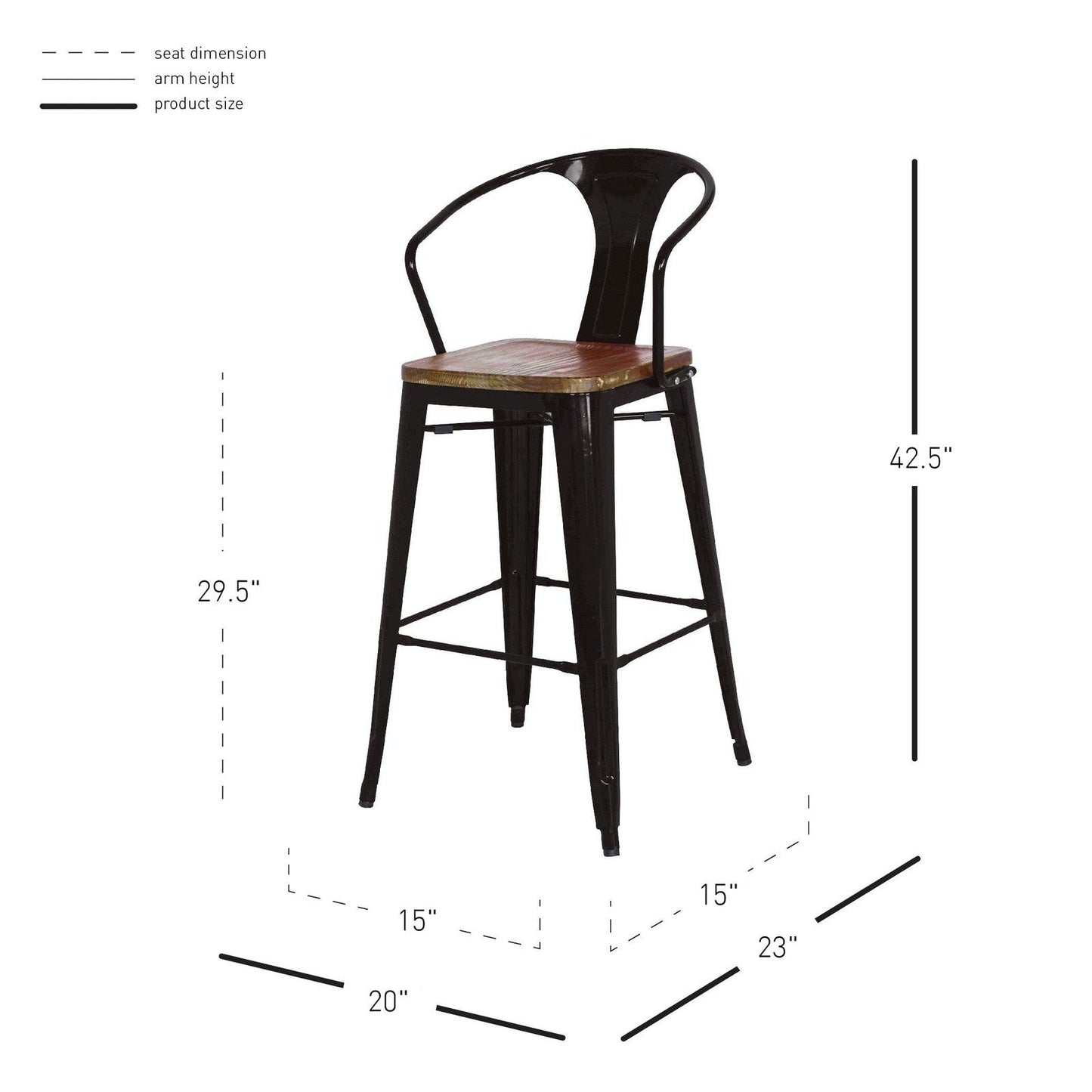 New Pacific Direct Metropolis Metal Bar Stool, (Set of 4) -  938544-B