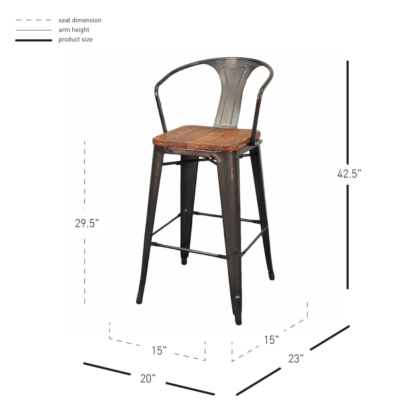New Pacific Direct Metropolis Metal Bar Stool, (Set of 4) -  938544-GM