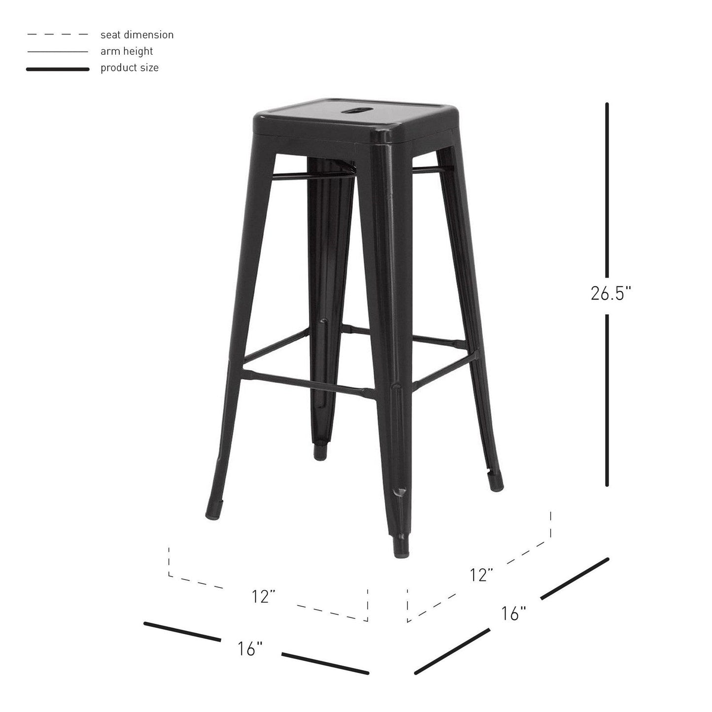 New Pacific Direct Metropolis Metal Backless Counter Stool, (Set of 4)  - 938626-B