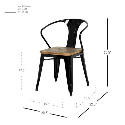 New Pacific Direct Metropolis Metal Arm Chair, (Set of 4) 938730-B - 938730-B