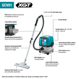 Makita 40V Max XGT GCV01Z Brushless Cordless 2.1 Gallon Wet/Dry Dust Extractor/Vacuum (Bare Tool) - GCV01Z