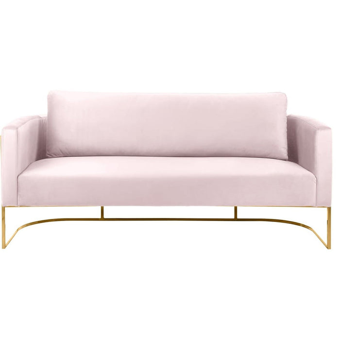 Meridian Furniture Casa Pink Velvet Sofa with Gold Iron Metal Base - 692Pink-S