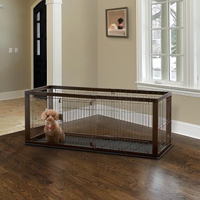 Richell Expandable Pet Crate Dogs Cats Play Pen Small Dark Brown - 94920