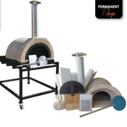 WPPO 39" x 50" x 25" DIY Tuscany Wood-Fired Outdoor Pizza Oven Kit with Stainless Steel Flue and Black Door WDIY-ADFUN - WDIY-ADFUN