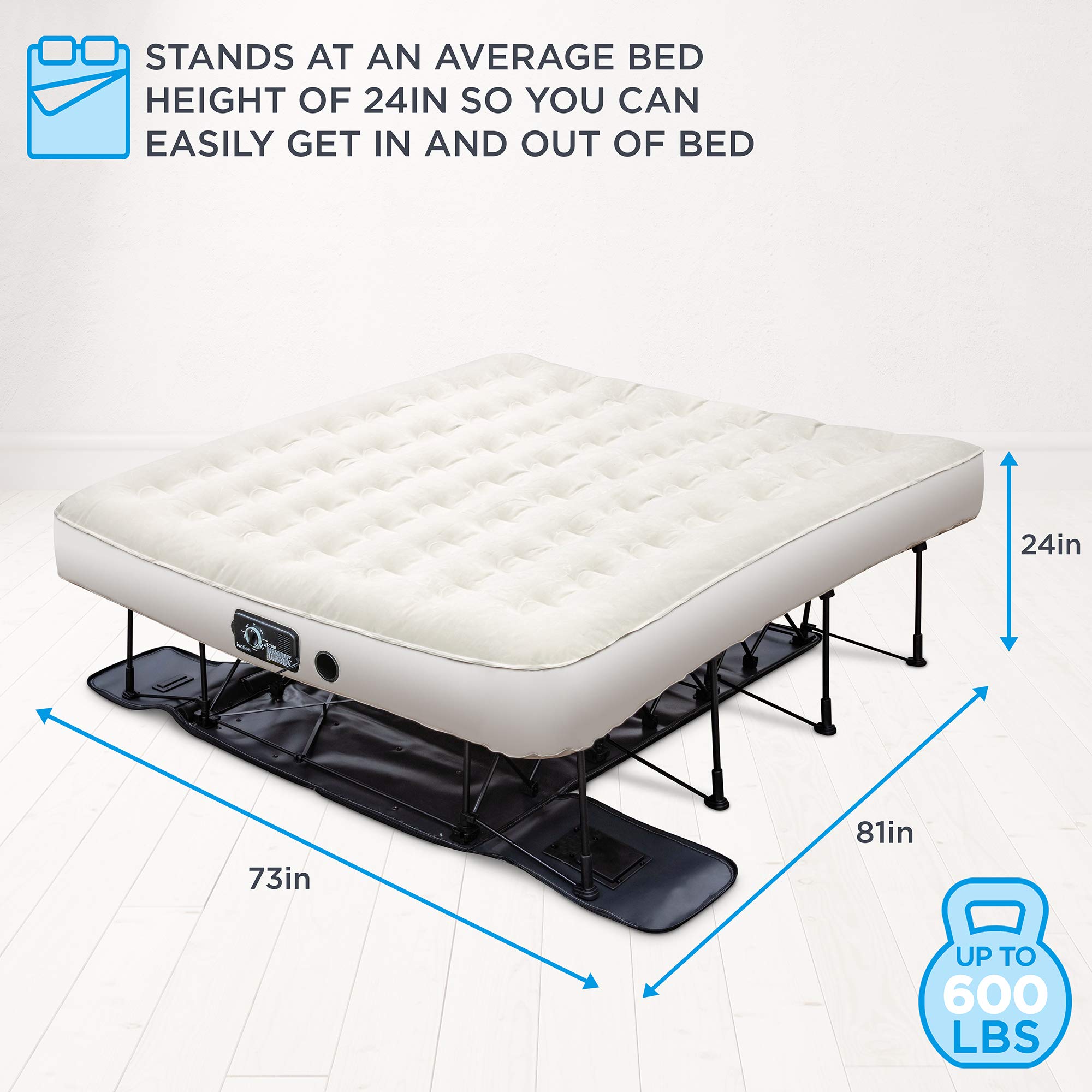 Ivation EZ-Bed Self Inflating Air Mattress, King Air Mattress with Built In Pump & Case - IVIAEZBKA120BG