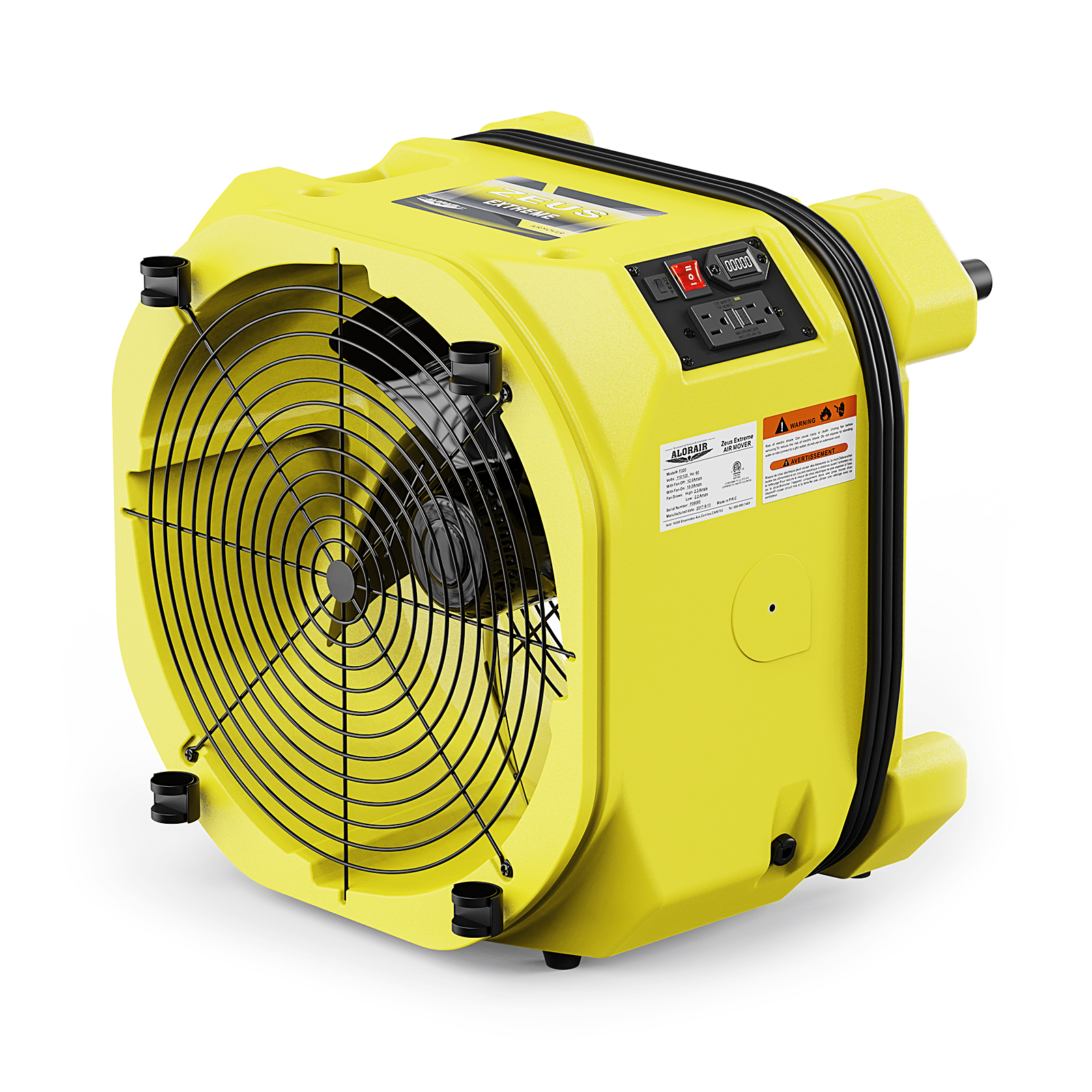 AlorAir Zeus Extreme Axial Fan High-velocity Air Mover 3000CFM - Zeus extreme -Yellow