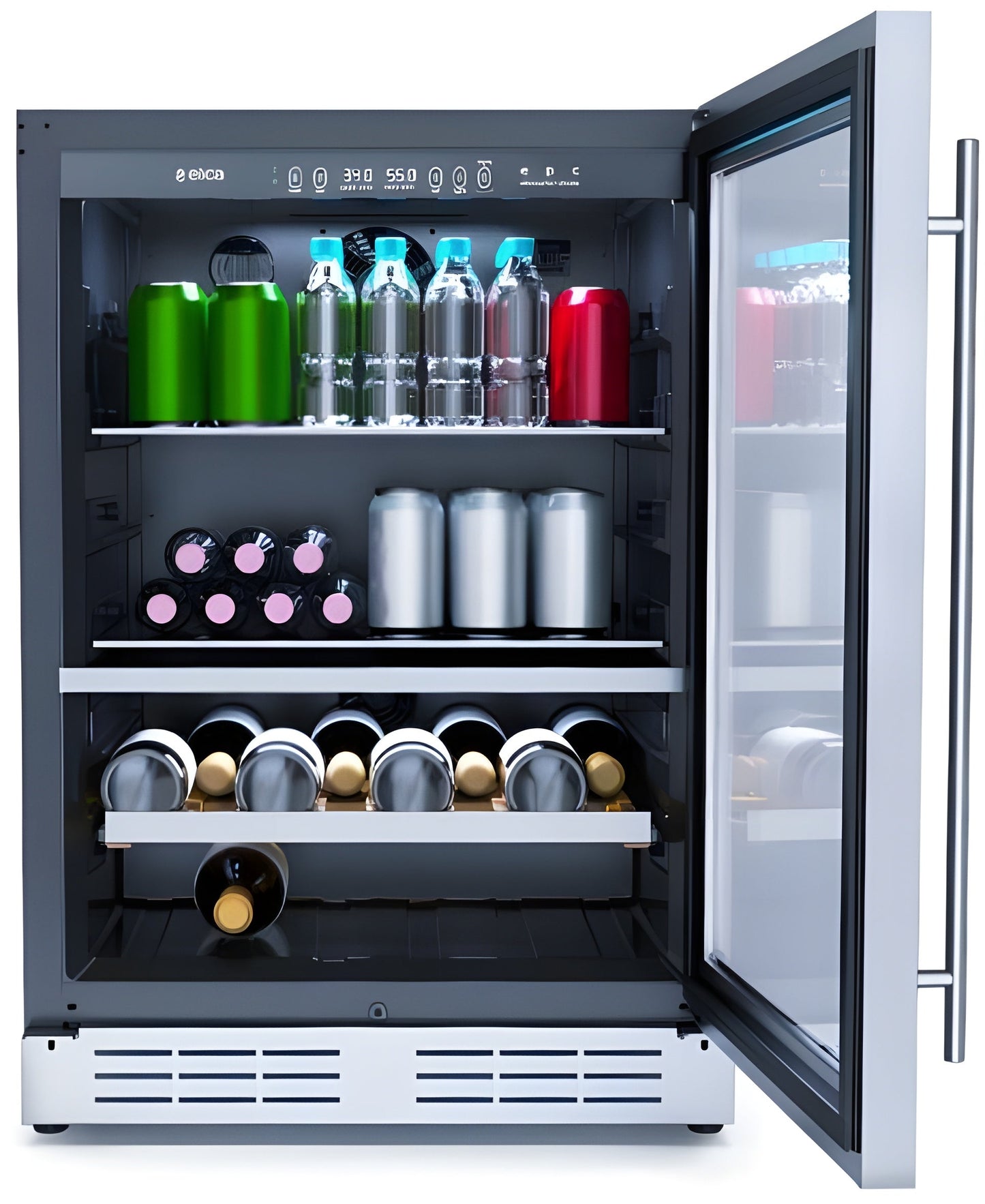 Elica -  Single Door, Dual Zone, Beverage and Wine Center, 23 7/16" W x 22 7/16" D x 33-34" H, 4.8 cu/ft   - Undercounter Refrigerator- EBS52SS1