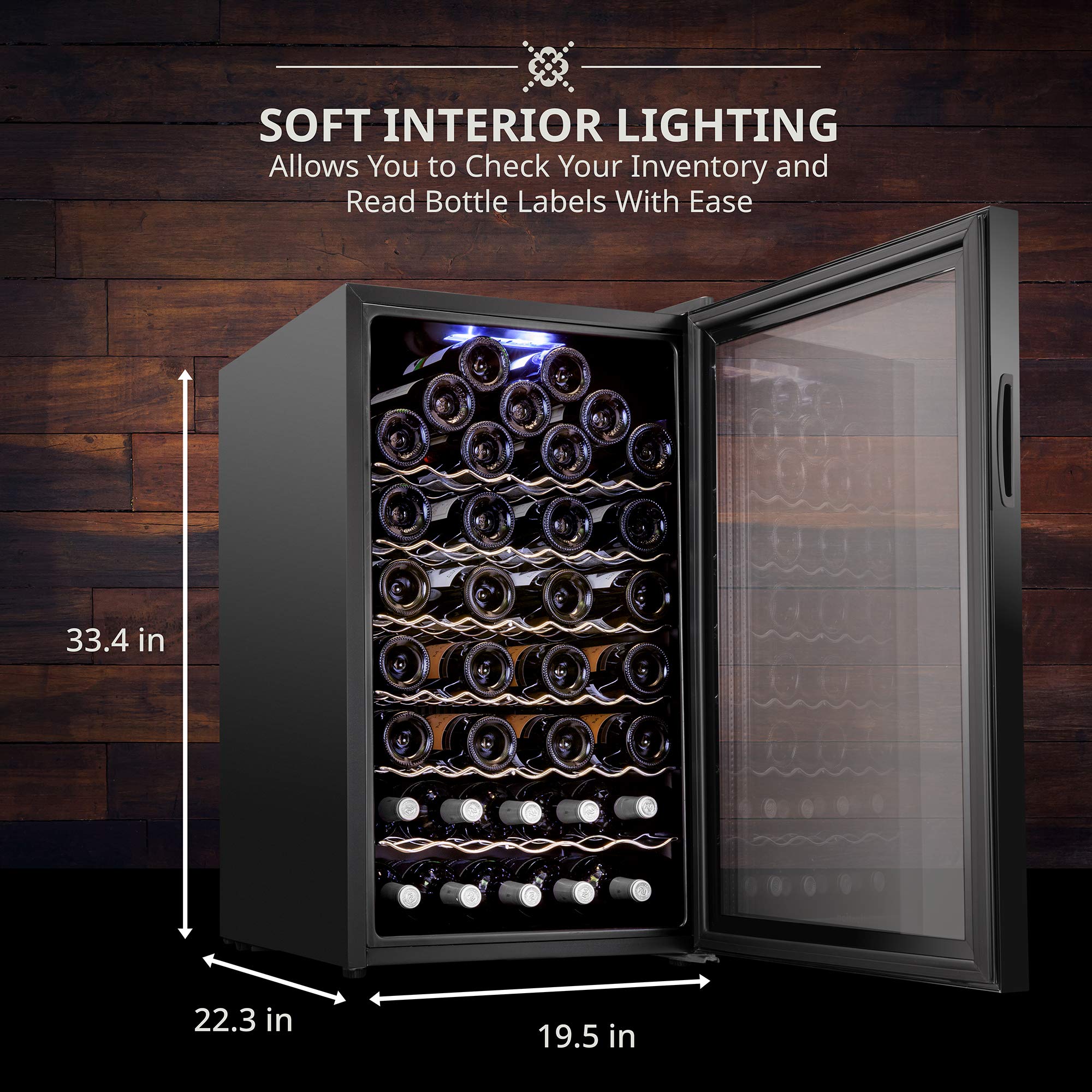 Ivation 51 Bottle Freestanding Wine Refrigerator, Wine Fridge with Wi-Fi Smart App Control, Black - IVFWCC511LBW