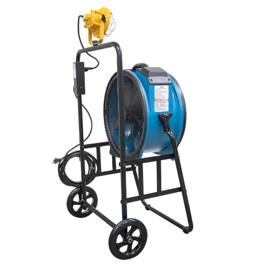 XPOWER FA-420K6 warehouse/dock cooling fan kit, L-30 LED Spotlight, and 420T mobile trolley - XP-FA-420K6-Blue