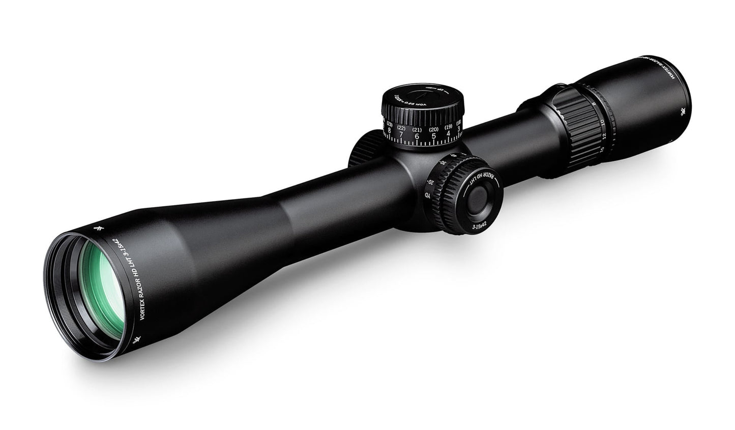 Vortex Optics Razor HD LHT 3-15x42 SFP HSR-5i (MOA) Reticle 30 mm Tube Riflescope with Mount and Hat Bundle - RZR-31501_Hat-CD