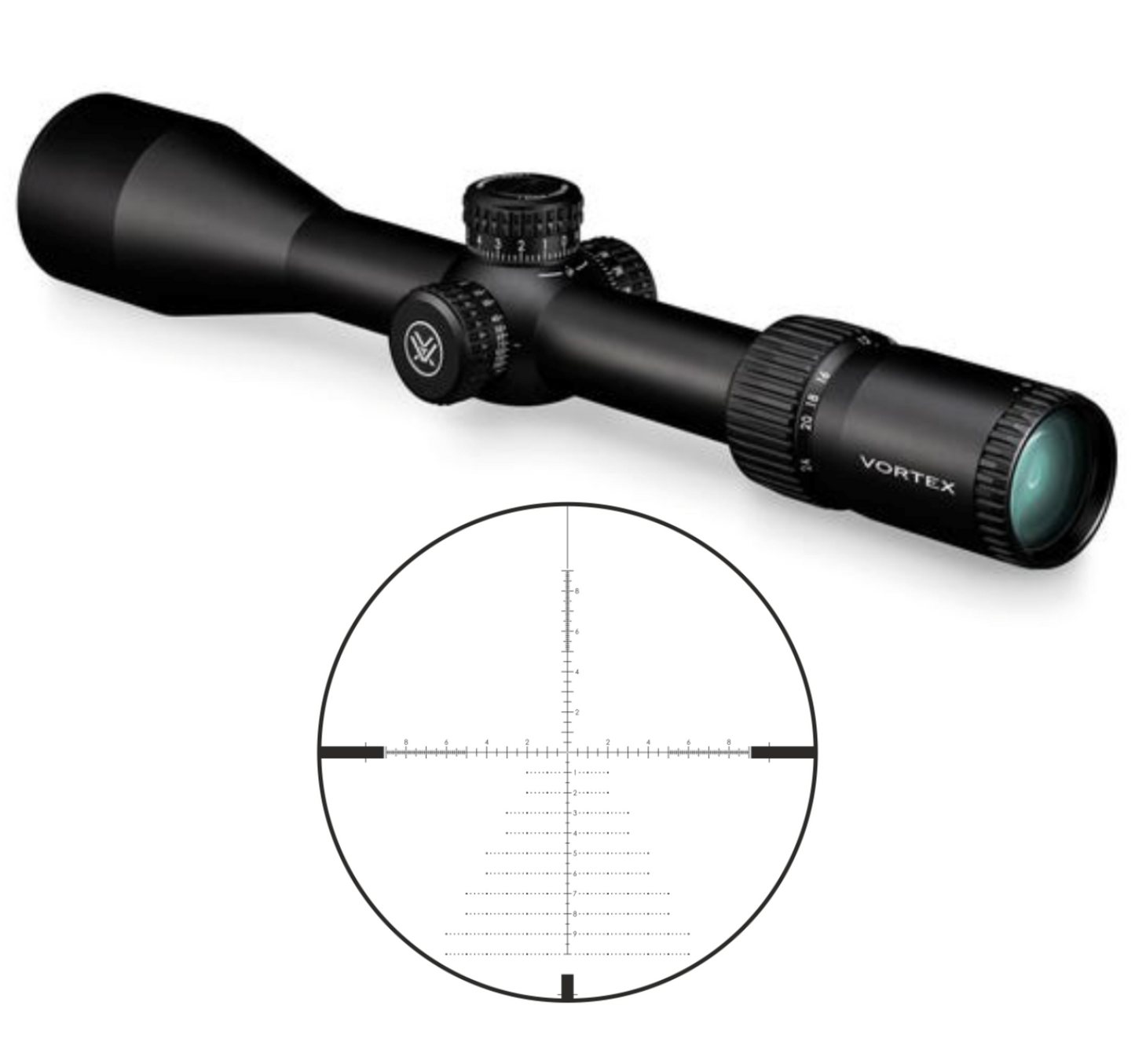 Vortex Optics Diamondback Tactical 6-24x50 EBR-2C (MOA) 30mm Tube Riflescope ( DBK-10028) with 30mm High Rings (1.18in) Set and Free Black Camo Hat Bundle - DBK-10028_TRH-2Pk_121-53-BCA