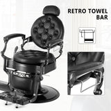 OmySalon BC1101 Vintage Style Heavy Duty Hydraulic Recline Barber Chair - G59000066+G59000068