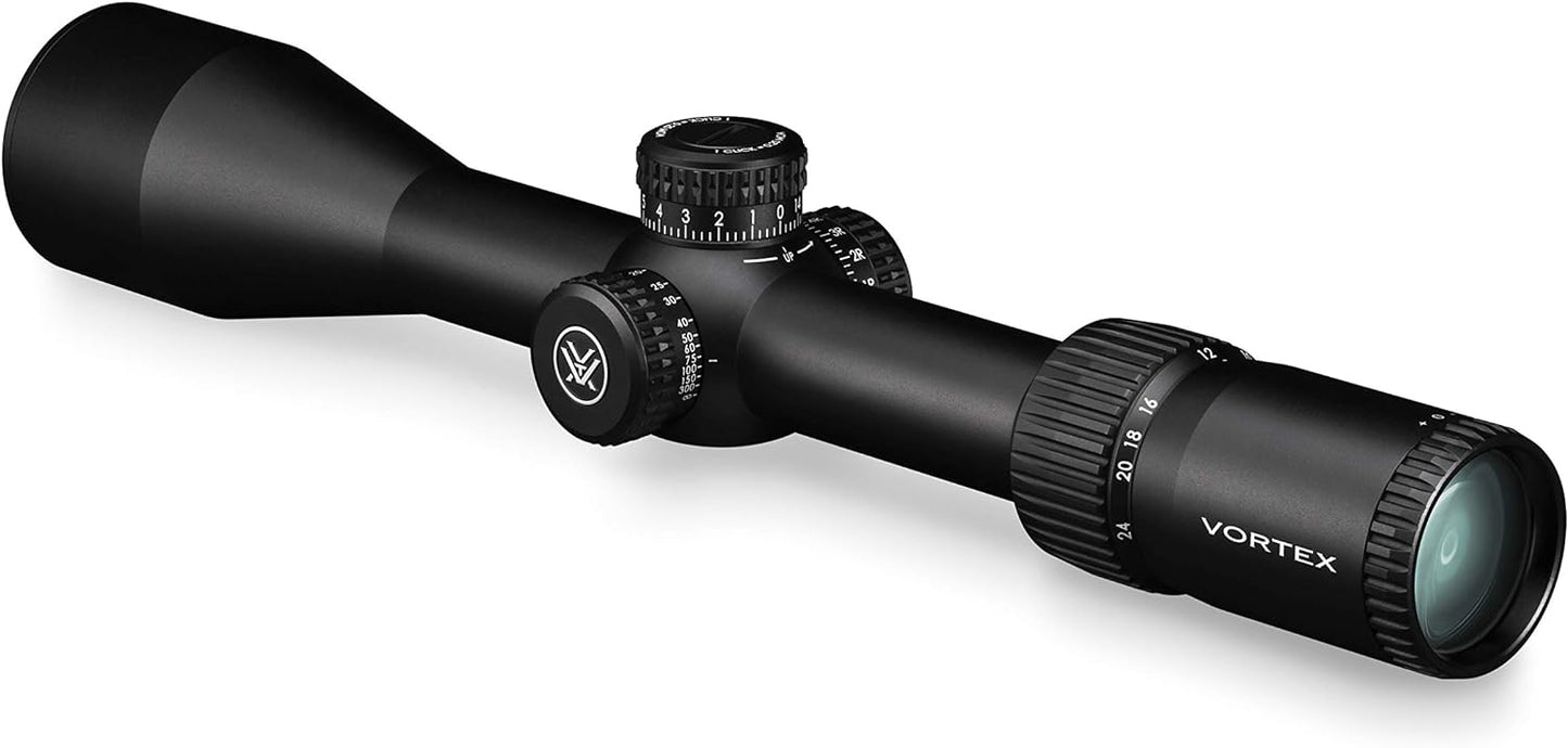 Vortex Optics Diamondback Tactical 6-24x50 EBR-2C (MOA) 30mm Tube Riflescope ( DBK-10028) with 30mm High Rings (1.18in) Set and Free Black Camo Hat Bundle - DBK-10028_TRH-2Pk_121-53-BCA