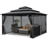 Mastercanopy 12x12 Soft Top Outdoor Garden Gazebo for Patios with Mosquito Netting - B0BKFNN9C3