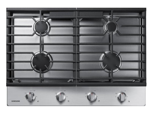 Samsung 30" Gas Cooktop, 4 Sealed Burners, 45K BTU, Continuous Cast Iron Grates, LP Conversion Kit, ADA Compliant – NA30R5310FS-KT