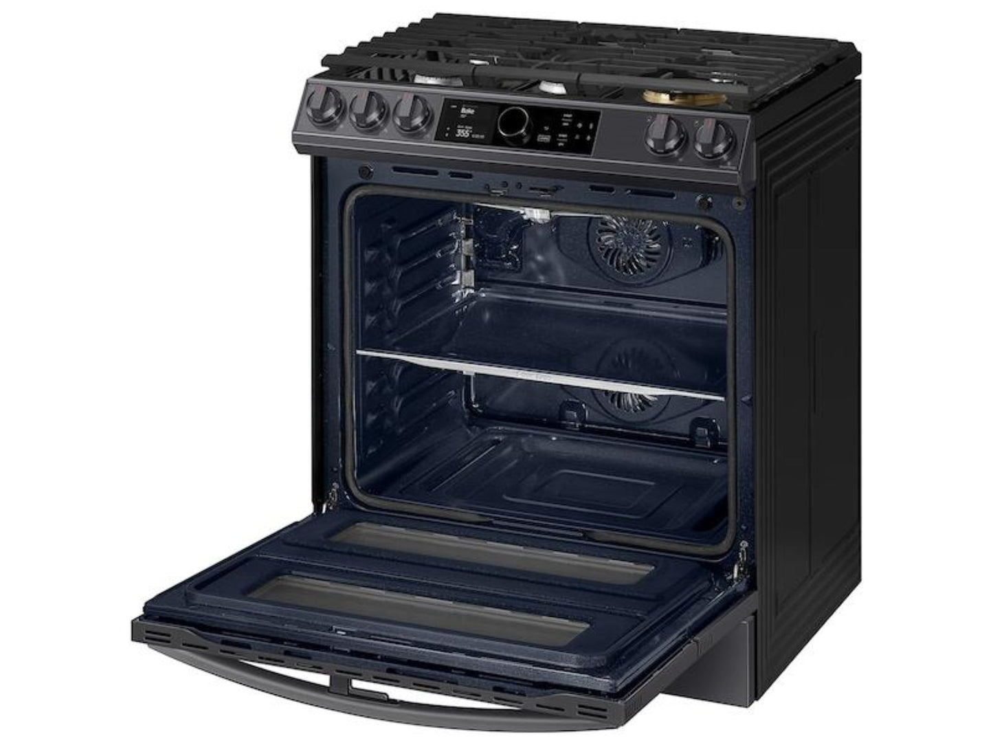 SAMSUNG 6.0 cu ft. Smart Slide-in Gas Range with Flex Duo(TM), Smart Dial & Air Fry in Black Stainless Steel - NX60T8751SG-KT