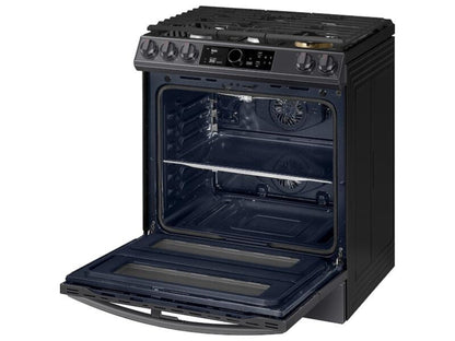 SAMSUNG 6.0 cu ft. Smart Slide-in Gas Range with Flex Duo(TM), Smart Dial & Air Fry in Black Stainless Steel - NX60T8751SG-KT