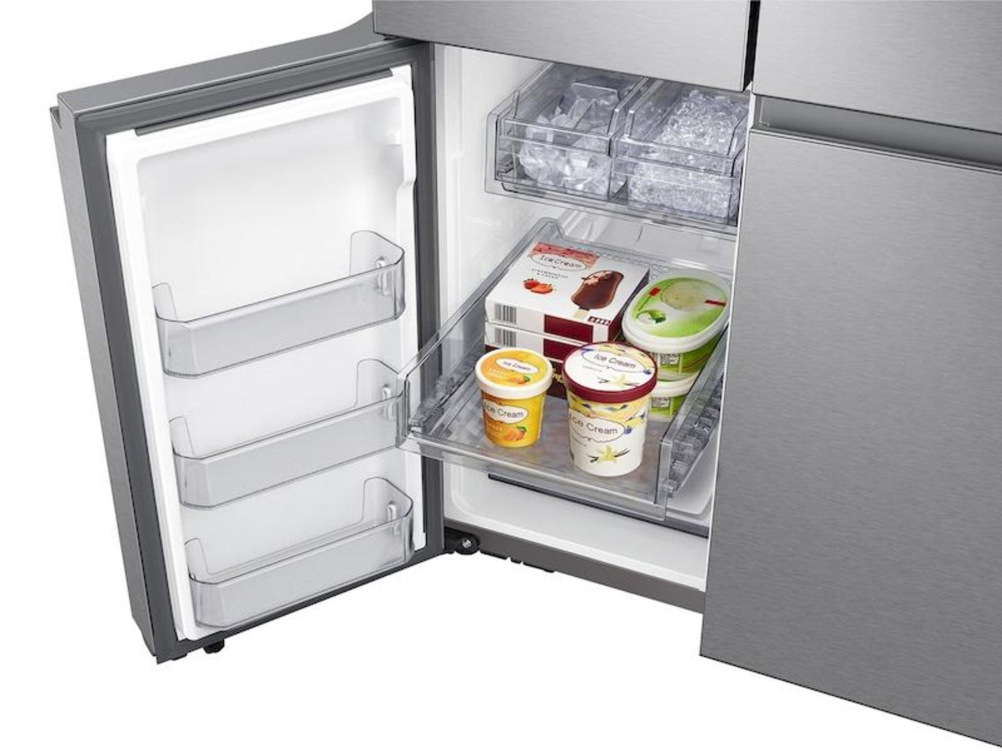 Samsung 23 cu. ft. Smart Counter Depth 4-Door Flex Refrigerator, Family Hub, Beverage Center, Dual Ice Maker - RF23A9771SR-KT