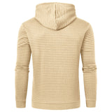 Beige Drawstring Mens Hooded Long Sleeve Sweatshirt