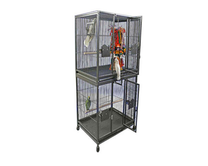 LeMond A&E 40"x30" Double Stack Breeder Bird Cage - 4030-2 Black