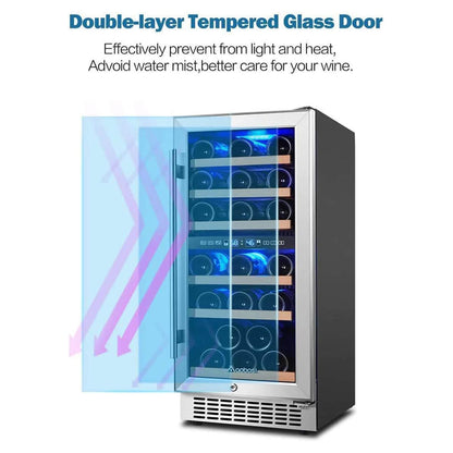 AAOBOSI Wine Cooler Refrigerator 15 inch Dual Zone Wine Fridge for 30 Bottles -  YC-100B