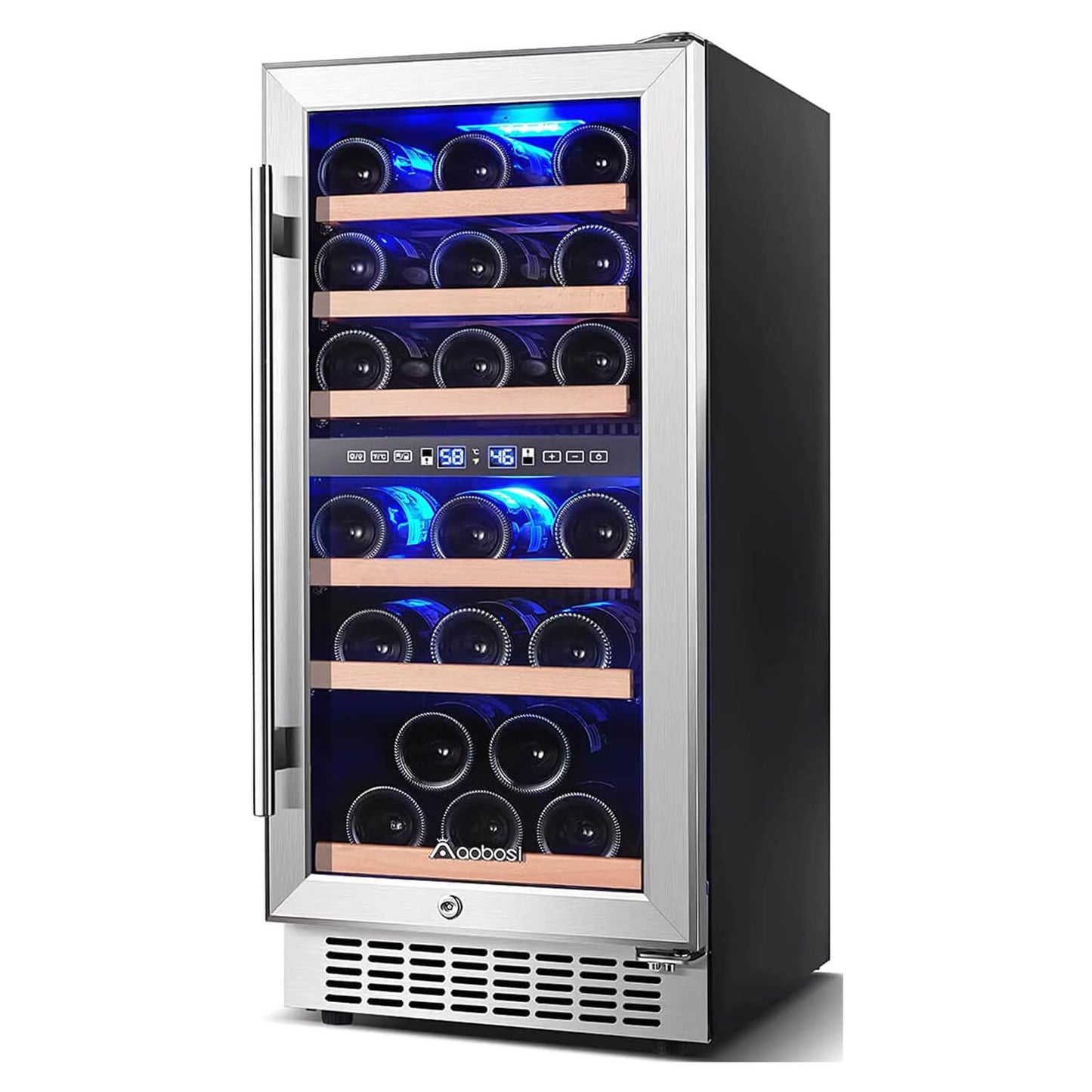 AAOBOSI Wine Cooler Refrigerator 15 inch Dual Zone Wine Fridge for 30 Bottles -  YC-100B
