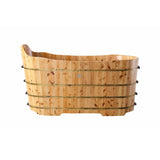 ALFI 59" Cedar Wooden Freestanding Bathtub with Bench AB1103