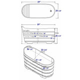 ALFI 59" Cedar Wooden Freestanding Bathtub with Bench AB1103