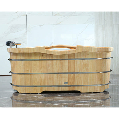ALFI 61-Inch Wooden Freestanding Bathtub with Cushion Headrest  - AB1163