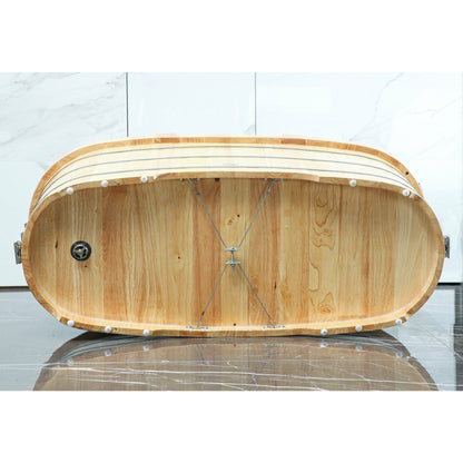 ALFI 61-Inch Wooden Freestanding Bathtub with Cushion Headrest  - AB1163