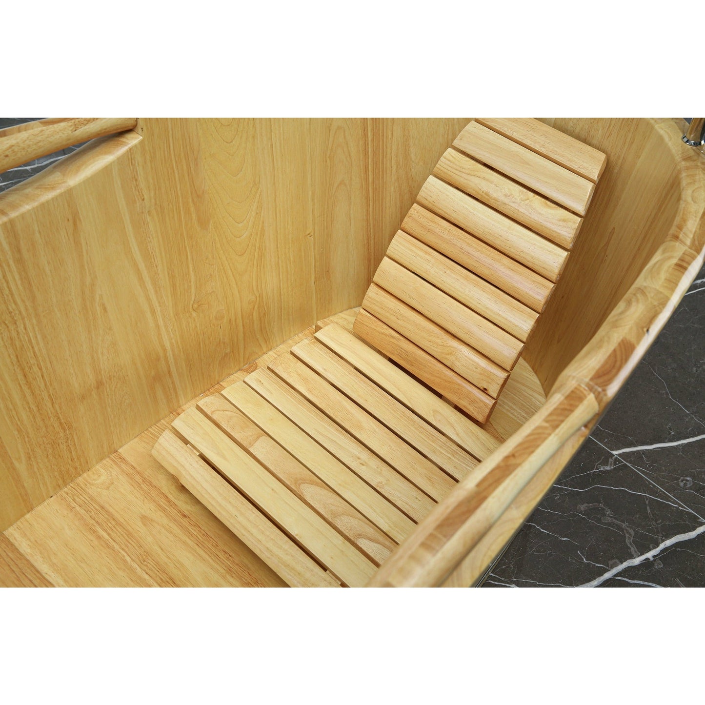 ALFI 61-Inch Wooden Freestanding Bathtub with Cushion Headrest  - AB1163