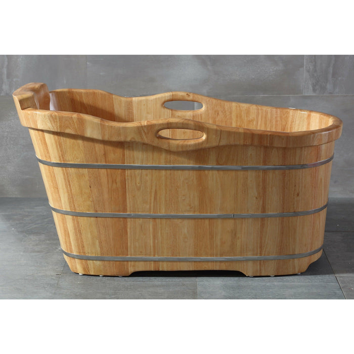 ALFI 57" Freestanding Rubber Wooden Soaking Bathtub with Headrest AB1187