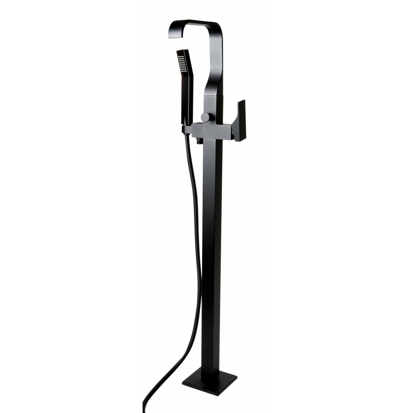 ALFI brands Curved Floor Mounted Tub Filler with Hand Held Shower Head  - AB2180