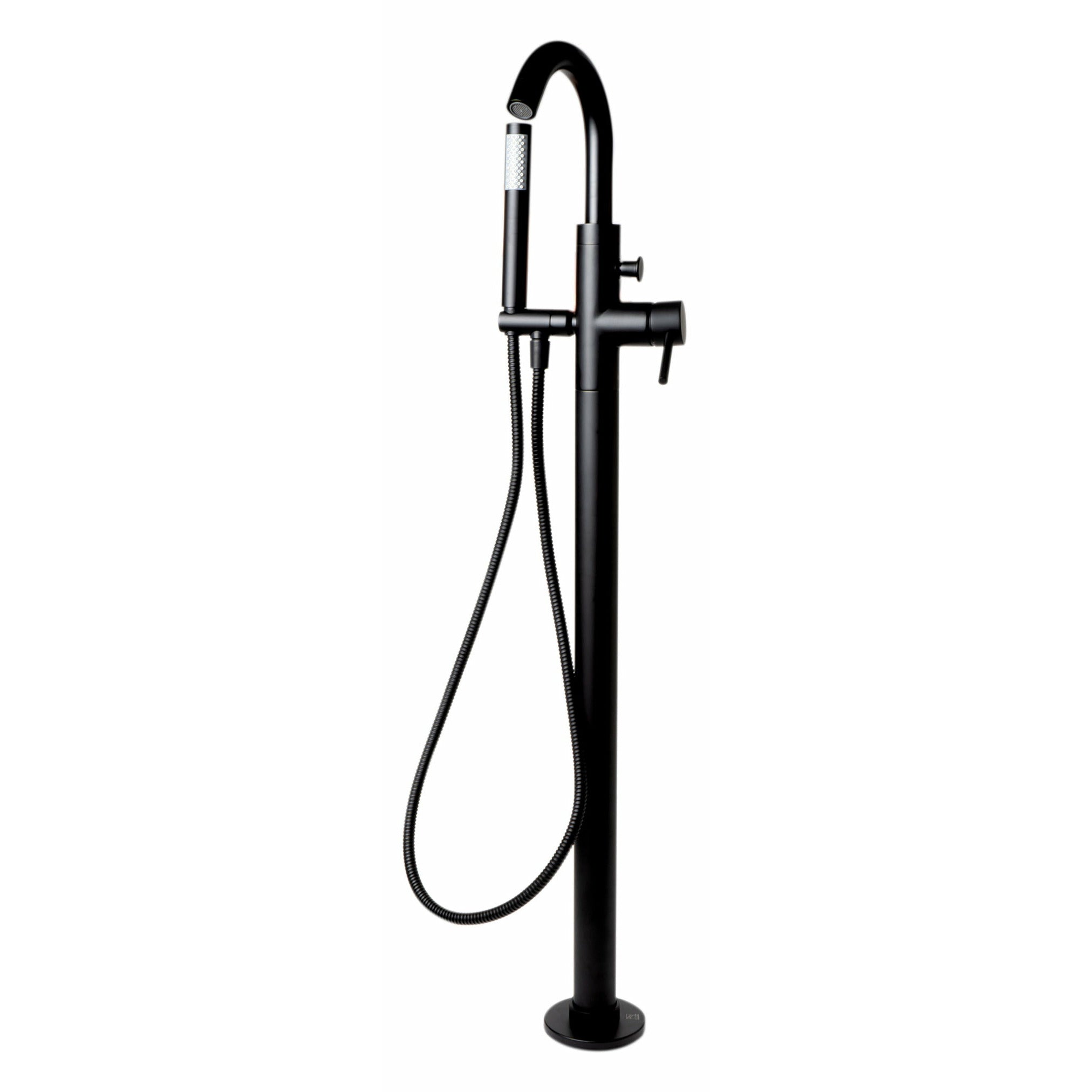 ALFI Modern Rounded Floor Mounted Tub Filler with Hand Held Shower Head -  AB2534