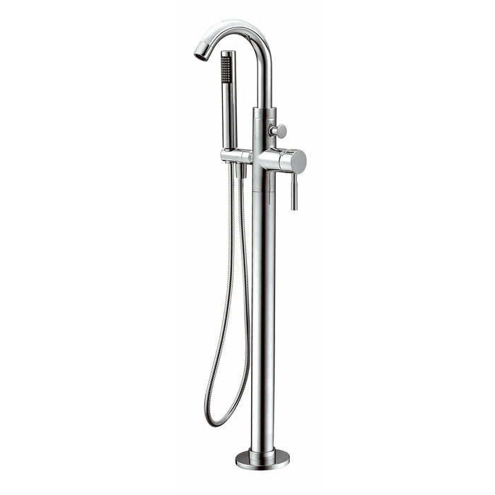 ALFI Rounded Floor Mounted Tub Filler with Handheld Shower Head - AB2534