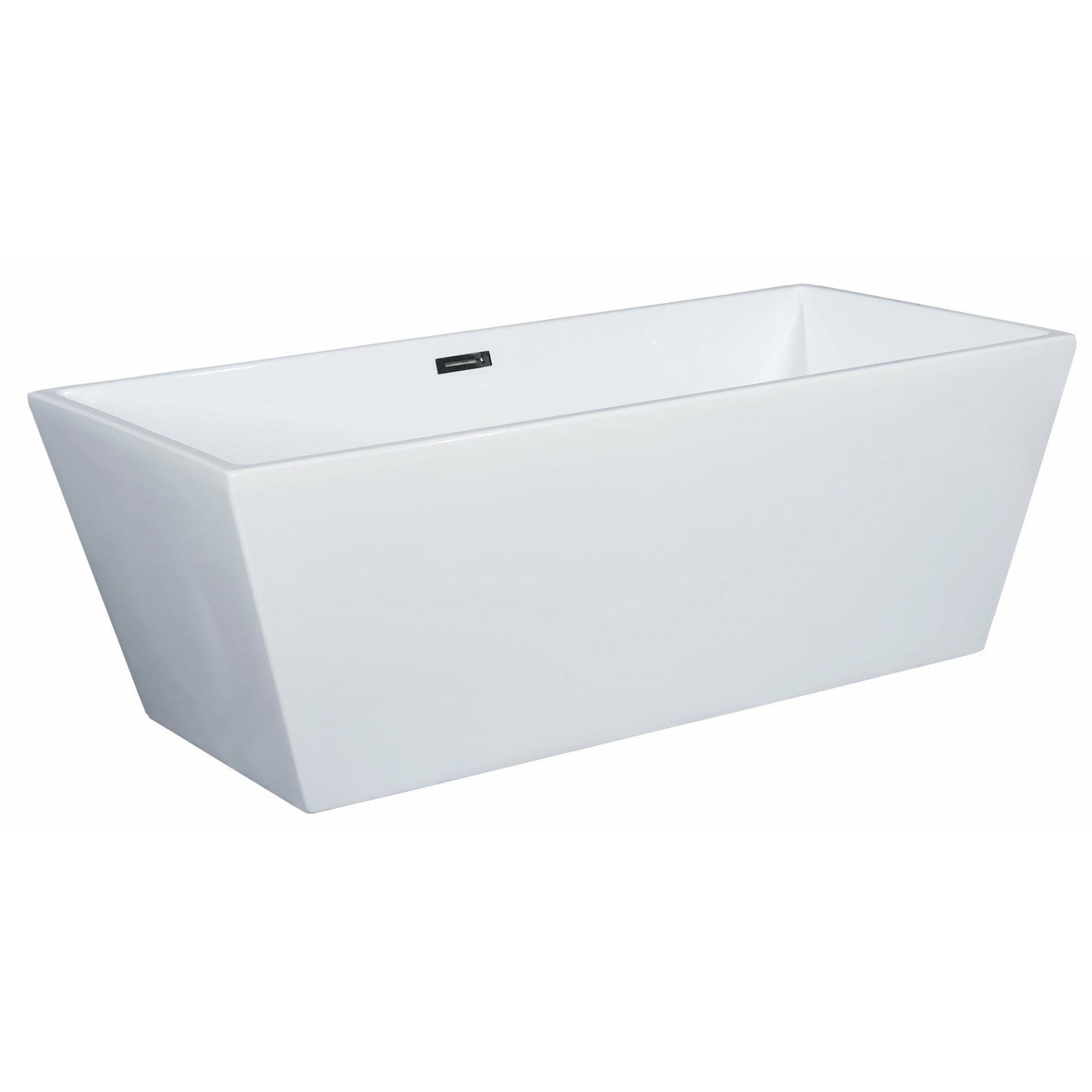 ALFI 59-Inch Rectangular White Freestanding Acrylic Soaking Bathtub -  AB8833