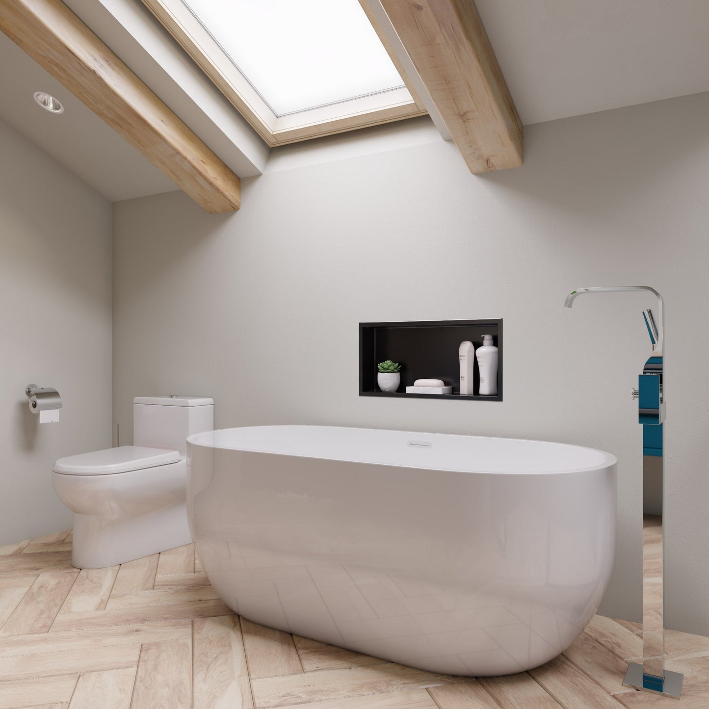 ALFI 59-Inch Oval White Freestanding Acrylic Soaking Bathtub  - AB8838